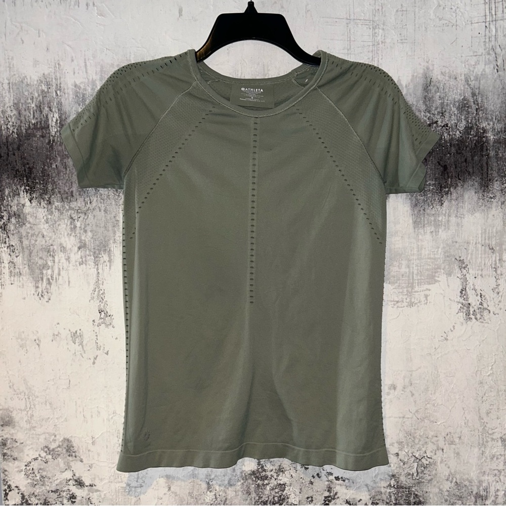 Athleta Foothill Tee Laurel Olive Green